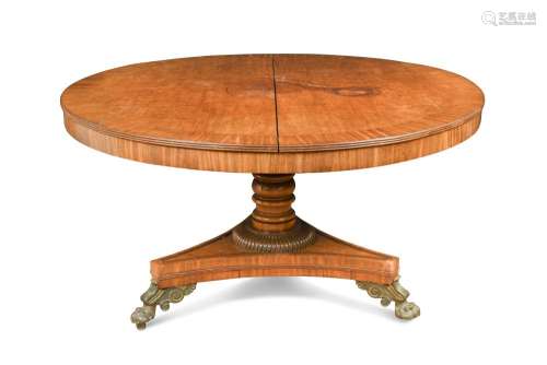 A Regency mahogany centre table, in the manner of Gillow, the circular crossbanded top, on turned