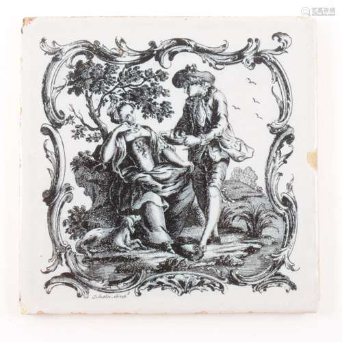 An English delft tile, by John Sadler of Liverpool, 1760's