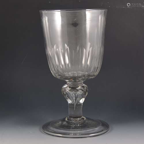 A massive Victorian glass goblet, rounded funnel bowl