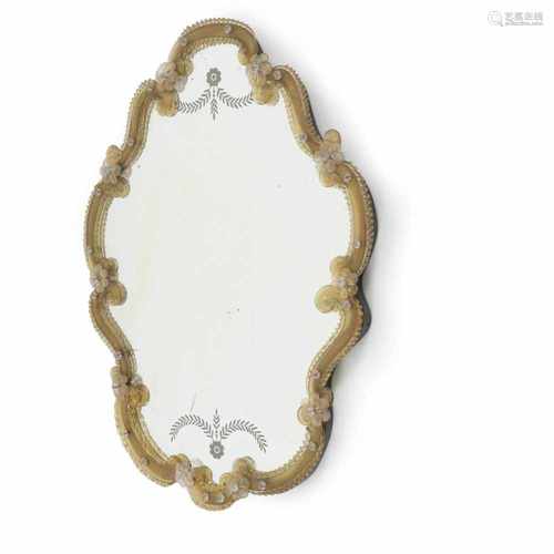 Barovier & Toso, Murano, Mirror, 1920sMirror, 1920sH. 63 x 46.5 cm. Clear and amber glass with