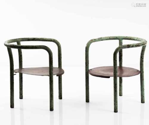 Italy, Two child's chairs, 1930sTwo child's chairs, 1930sH. 43.5 x 36.5 x 40 cm. Tubular metal,