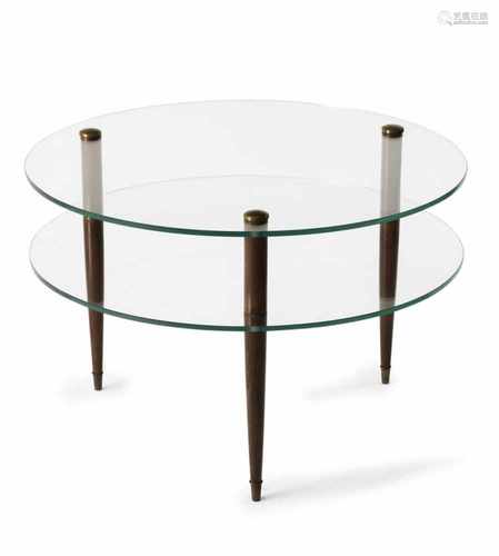 Italy, Coffee table, 1930sCoffee table, 1930sH.52.5 cm, D. 80 cm. Beech wood, stained dark, clear