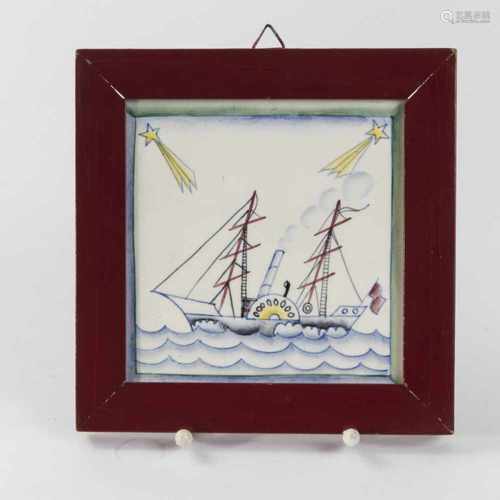 Gio Ponti (in the style), 'St. Cristoforo' tile'St. Cristoforo' tile14.4 x 14.4 cm. With frame: 18.5