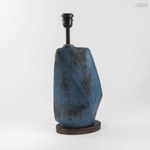 Marcello Fantoni, Lamp base, 1960Lamp base, 1960H. 49 cm. Earthenware, glazed dark blue, incised