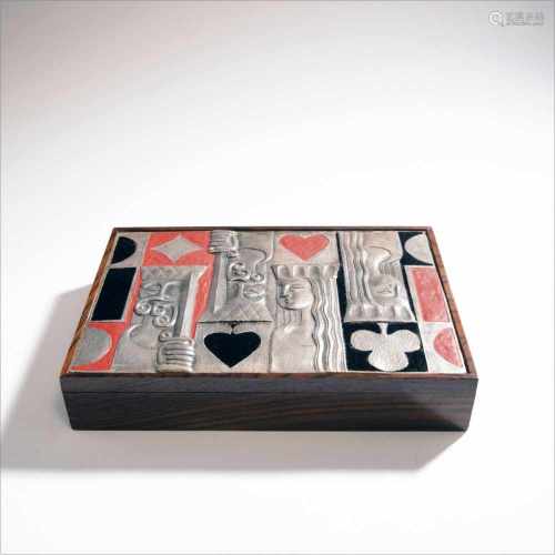 Ottaviani, Recanati, Playing-card box, 1960sPlaying-card box, 1960sH. 6 x 32.5 x 22 cm. Walnut,
