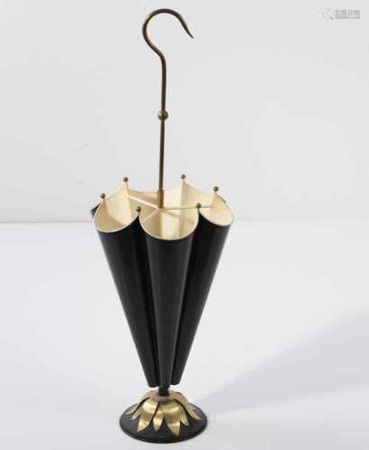 Italy, Umbrella stand, 1950sUmbrella stand, 1950sH. 83 cm. Sheet metal, painted black and white,