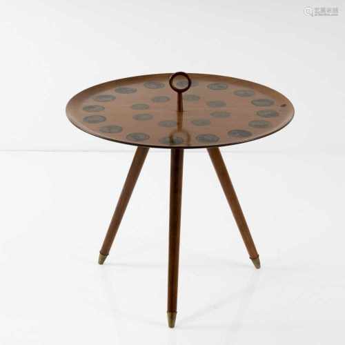 Fratelli Galbiati , End table, c. 1957End table, c. 1957H. 64.5 cm, D. 60 cm. Walnut, walnut veneer,
