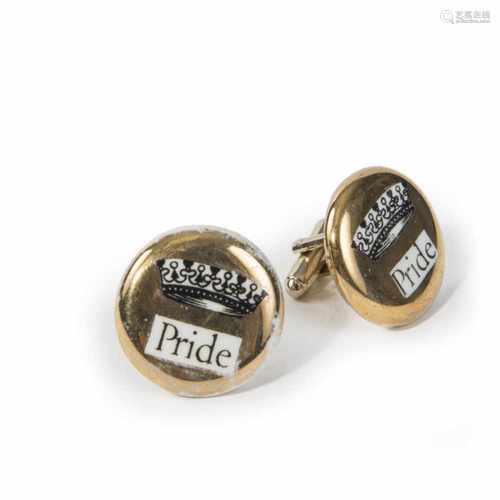 Piero Fornasetti, Pair of cufflinks, 1990sPair of cufflinks, 1990sD. 2.5 cm. Made by Fornasetti,