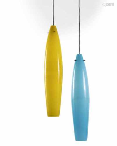 A. Pianon (attributed), Two pendant lights, c1960Two pendant lights, c1960H. 76.5 cm, D. 10 cm. Made