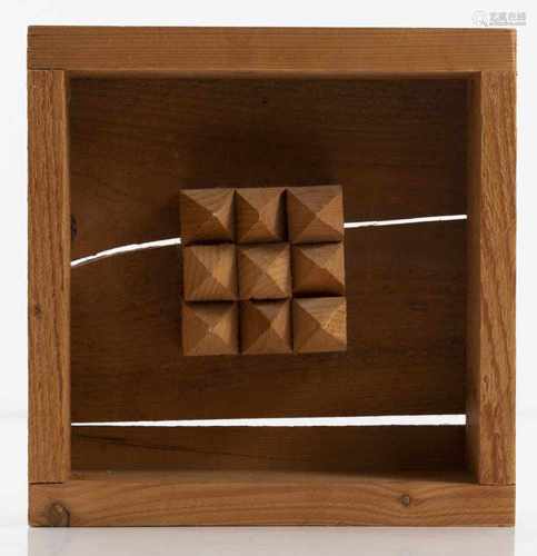 Mario Ceroli, Wooden sculpture, c. 1960Wooden sculpture, c. 1960H. 30 x 30 x 11 cm. Pinewood.