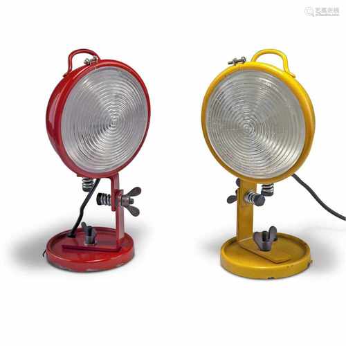 C. Leonardi; F. Stagi, Two 'Jeep' wall lightsTwo 'Jeep' wall lightsH. 32.5-33 cm, D. 18 cm. Pair