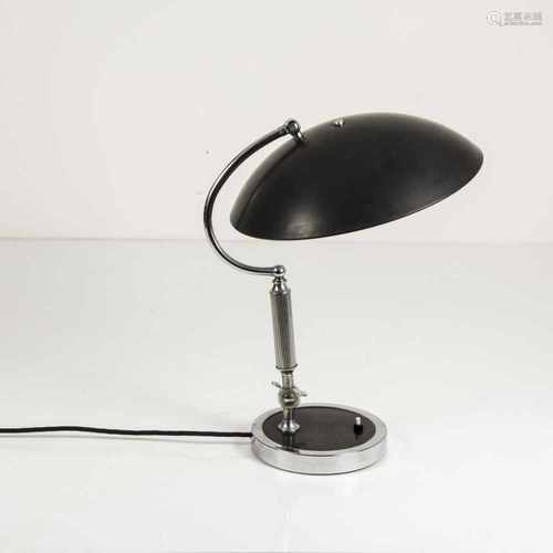 Germany, Table light, 1930s Table light, 1930s H. 49 cm, D. 36 cm. Sheet metal, painted black