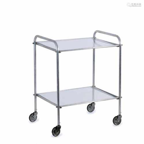 Germany, Serving cart, 1930sServing cart, 1930sH. 71 x 58.5 x 43.5 cm. Tubular aluminium, glass,