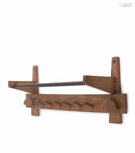 Netherlands (attributed), Wall coat rack, 1930sWall coat rack, 1930sH. 39 x 100 x 25 cm. Oak,