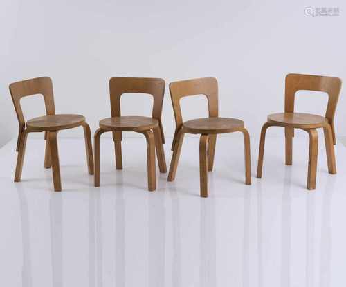 Alvar Aalto, Four '65' child's chairs, 1934Four '65' child's chairs, 1934H. 60 x 37.5 x 39 cm.