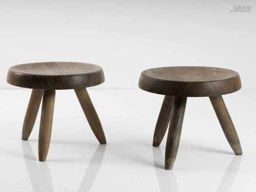 Charlotte Perriand, Two stools, 1938Two stools, 1938H. 27.5 cm, D. 32.5 cm. Made by Georges