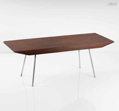 USA, Side table, c. 1955Side table, c. 1955H. 38.5 x 108 x 43 cm. Teak wood, tubular metal, chrome