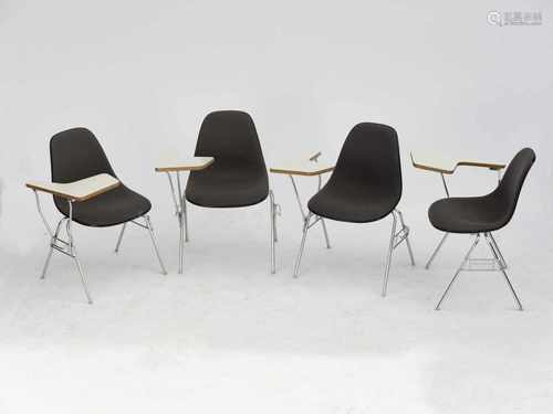 Chales Eames, 4 desk chairs '0715', c. 19554 desk chairs '0715', c. 19554 padded shell school desk