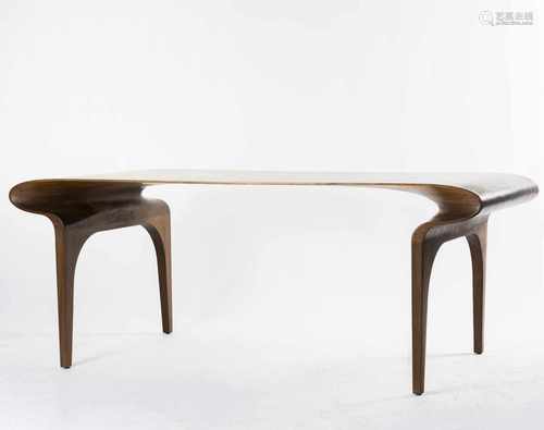 Bodo Sperlein, 'Contour' desk, c. 2009 'Contour' desk, c. 2009 H. 74 x 191 x 90.5 cm. Dark walnut