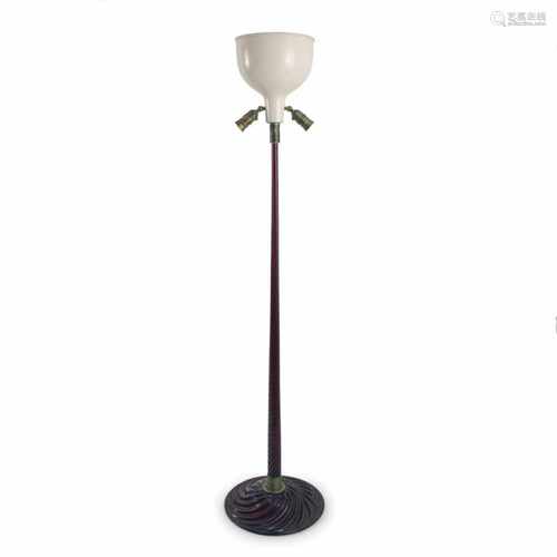 Venini & C., Murano (attr.), Floor lamp, c. 1950Floor lamp, c. 1950H. 175 cm. Red glass in