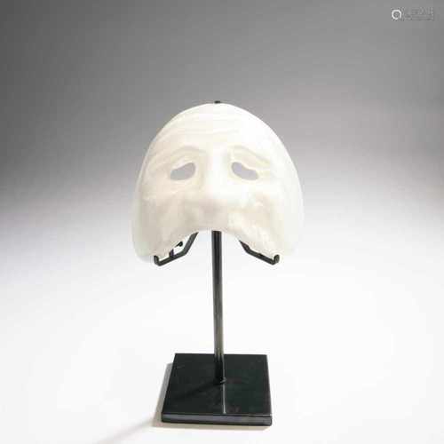 Venini & C. , Mask, 1986Mask, 198616.5 x 17 cm. Cased glass, colorless and white. Marked: venini