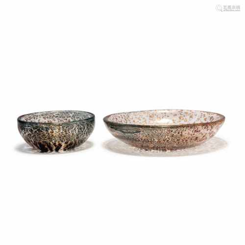 Ercole Barovier, Two 'Porpora' bowls, 1959Two 'Porpora' bowls, 1959H. 4 cm; Dm. 18 cm; H. 4.5 cm;