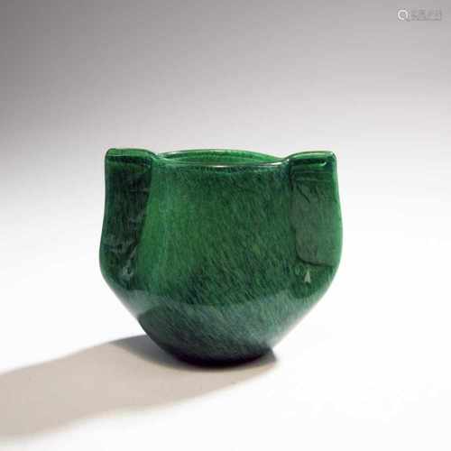 Ercole Barovier, Vase, 1980sVase, 1980sH. 13.5 cm. Cased glass, colorless with green powder