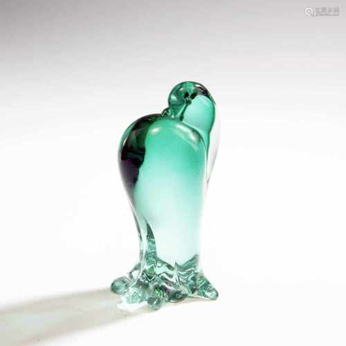 Archimede Seguso, Dove, 1950sDove, 1950sH. 14.2 cm. Cased glass, colorless and green. Marked with