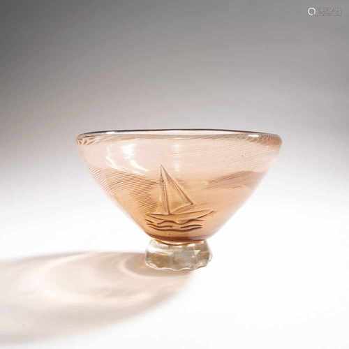 Flavio Poli, 'Mezza filigrana' bowl, c. 1939'Mezza filigrana' bowl, c. 1939H. 13 cm; Ø 18.5-20.5 cm.