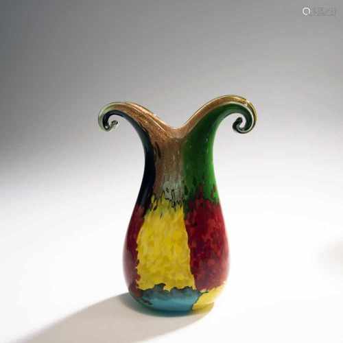 A.Ve.M., Murano, 'Oriente' vase, c. 1960'Oriente' vase, c. 1960H. 26 cm. Cased glass with