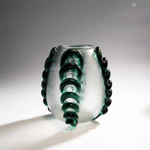 Murano, 'Corroso' vase, 1940s'Corroso' vase, 1940sH. 25.5 cm. Thick, clearglass with four handles