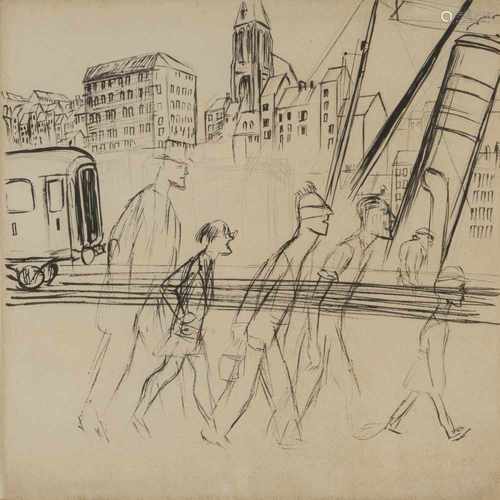 Karl Hubbuch (Karlsruhe 1891 - 1976 ebenda), Untitled (People in the big city), 1950sUntitled (