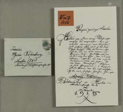 Ludwig Meidner (Bernstadt an der Weise 1884 - 1966 Darmstadt), Autograph: Letter with envelope by