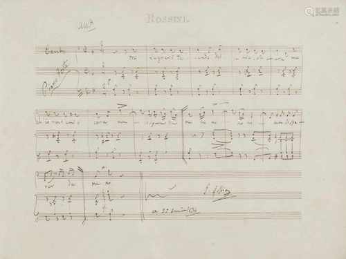 Giacomo Rossini (Pesaro 1792 - 1868 Passy, Paris), Score for voice and piano forte: 'Mi lagnero