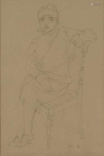 Rudolf Schlichter (Calw 1890 - 1955 Munich), Untitled (Young Lady on a chair), on the reverse '