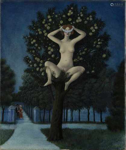 Gyorgy Stefula (Hamburg 1913 - 1999 Bad Trissl), Untitled (female nude sitting in a tree), second