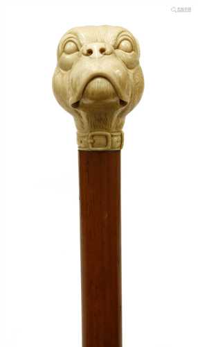 An ivory and malacca walking stick,