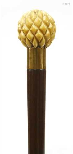 An ivory and snakewood walking stick,