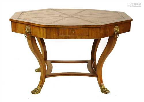 An Austrian octagonal centre library table,