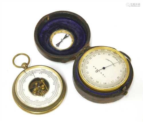 Two pocket barometer altimeters,