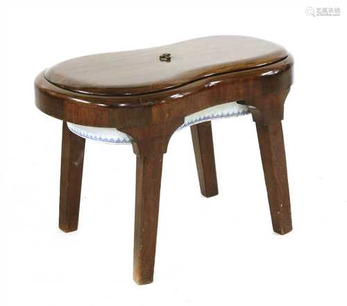 A Chippendale period mahogany bidet and cover,