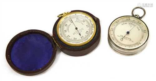 A silver pocket barometer,