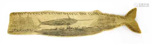 A scrimshawed whalebone plaque,