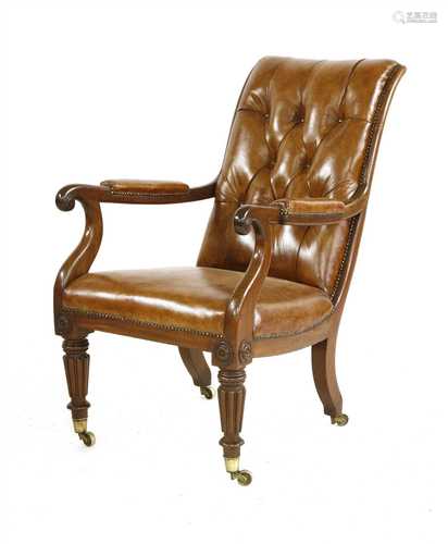 A Gillow-type library armchair,