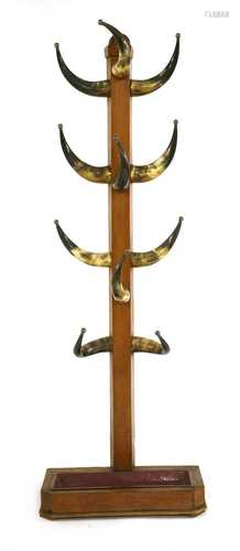 A Victorian oak and horn hat stand,