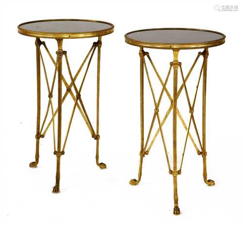 A pair of Regency-style gilt metal occasional tables,