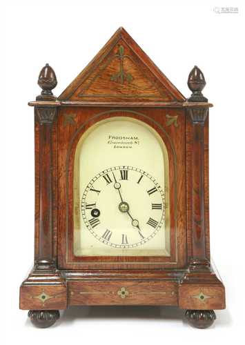 A rosewood Gothic Revival bracket clock,