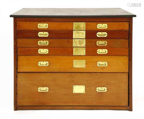 A set of six mahogany drawers,