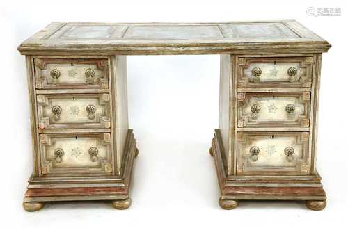 A painted pedestal desk,