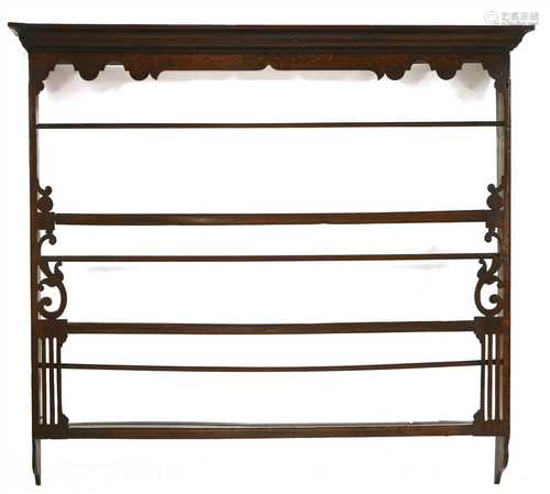 An oak wall hanging delft rack,